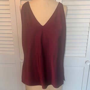 Nikki V-Neck Charmeuse Blouse in Burgandy/Wine Boston Proper Size 8